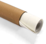 A roll of white paper or parchment paper is shown in a cardboard tube against a white background.