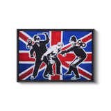 a painting of a british flag and two men