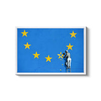 a man on a ladder painting the stars on a flag