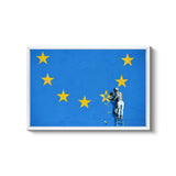 a man on a ladder painting the stars on a flag