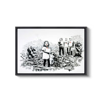 a black and white drawing of a group of people