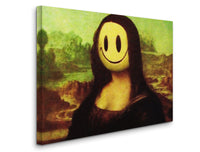 a painting of a woman with a smiley face