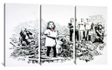 a black and white drawing of a woman standing in front of a group of people