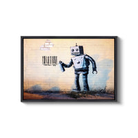 a painting of a robot holding a can of soda