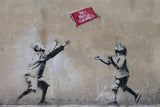 a painting of two children playing with a no ball game sign