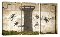 a painting of a clock tower on a wall