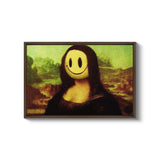 a painting of a woman with a smiley face