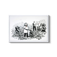 a black and white drawing of a group of people
