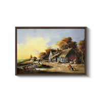 a painting of a rural scene with a house