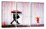 a painting of two people holding an umbrella