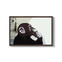 a painting of a monkey holding a banana