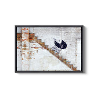 a painting of a baby carriage on a wall