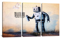 a painting of a robot holding a can