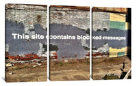 a brick wall with a message painted on it