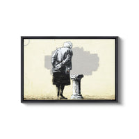 a painting of a person sitting on a bench