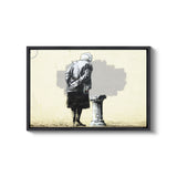 a painting of a person sitting on a bench