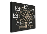 a black and white drawing of a ferris wheel