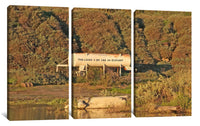 three pictures of a water tank in the middle of a field