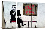a painting of a man sitting on a chair