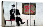 a painting of a man sitting on a chair