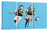 a couple of people that are on a wall