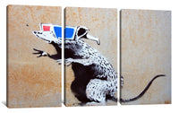 a painting of a mouse holding a sign