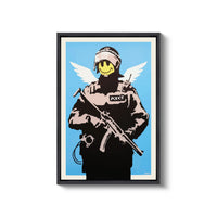 a painting of a man with a gun