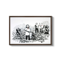 a black and white drawing of a group of people