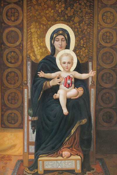 a painting of a woman holding a child