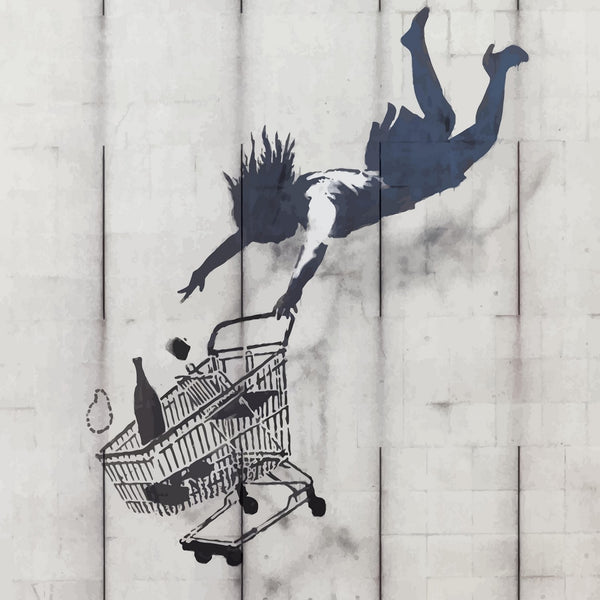 BANKSY The Falling Shopper Fine Art Paper or Canvas Print Reproduction (Square)