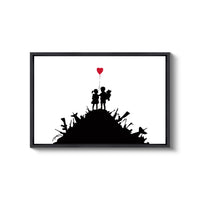 a picture of a couple holding a heart balloon