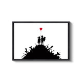 a picture of a couple holding a heart balloon
