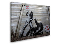 a painting of a man holding a sign with a peace sign on it