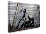 a painting of a man holding a sign with a peace sign on it