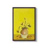 a painting of a vase with flowers in it