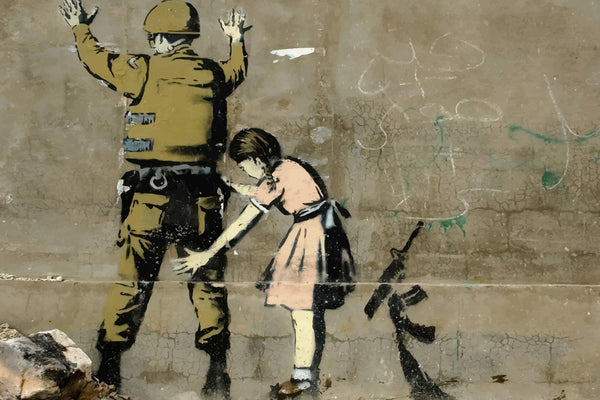 BANKSY Girl Frisking Soldier Fine Art Paper or Canvas Print Reproduction (Landscape)