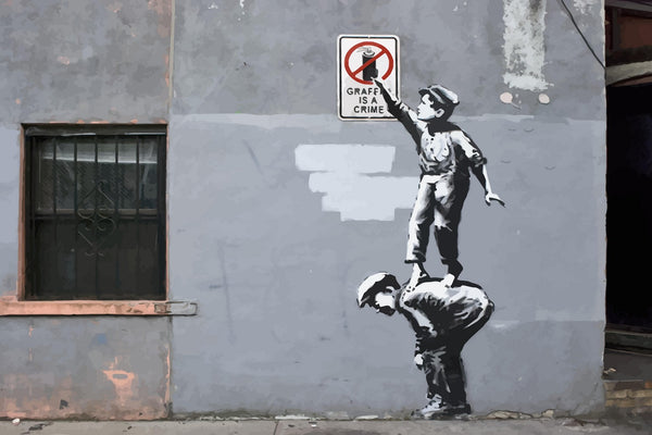 BANKSY Graffiti  is a Crime Fine Art Paper or Canvas Print Reproduction (Landscape)