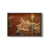 a picture of a man sitting in front of a wall covered in graffiti