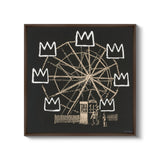 a drawing of a ferris wheel on a blackboard