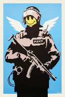 a painting of a police officer with a gun