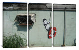 a painting of a girl on a wall with a life preserver