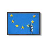 a man on a ladder painting the stars on a flag