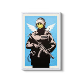 a painting of a man with a gun