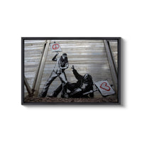 a painting of a man being held up by another man