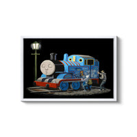 a painting of a thomas the tank engine