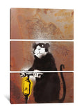 a painting of a black and white cat holding a yellow fire hydrant