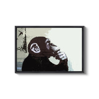 a painting of a monkey holding a banana