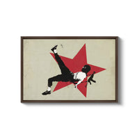 a painting of a man kicking a soccer ball