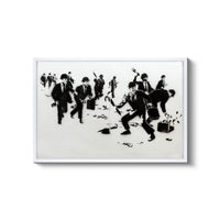 a black and white picture of a group of people