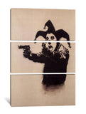 a painting of a clown holding a gun